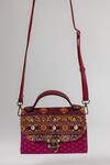 Buy_The Garnish Company_Magenta Embroidery, Beads, Stones Avani Bandhej Print Dual Handle Bag _at_Aza_Fashions