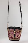 Buy_The Garnish Company_Burgundy Esha Bandhej Print Bucket Bag With Dual Sling _at_Aza_Fashions