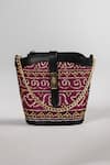 Buy_The Garnish Company_Burgundy Esha Bandhej Print Bucket Bag With Dual Sling _Online_at_Aza_Fashions