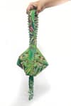 The Garnish Company_Green Beads, Tassels Vrinda Forest Deer Print Fold Potli Bag _Online_at_Aza_Fashions