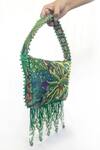 Buy_The Garnish Company_Green Beads, Tassels Vrinda Forest Deer Print Fold Potli Bag _Online_at_Aza_Fashions
