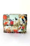 Buy_The Garnish Company_Blue Beads Floral Border Snake And Bug Print Turn Lock Bag _Online_at_Aza_Fashions