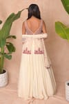 Shop_Vridhi Somaani_Ivory Crepe, Net Sequins, Embroidery V-neck Ivara Lehenga Set _at_Aza_Fashions