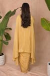 Shop_Vridhi Somaani_Gold Tissue Mirrors, Embroidery Square Neck, Open Tira Long Cape And Skirt Set _at_Aza_Fashions