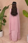 Shop_Vridhi Somaani_Pink Crepe, Net Mirrors V-, Open Ayna Work Blouse And Skirt Set _at_Aza_Fashions