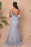 Shop_Vridhi Somaani_Gray Chiffon, Net Embroidery, Stones One Shoulder Grace Draped Gown _at_Aza_Fashions