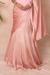 Shop_Vridhi Somaani_Pink Satin, Georgette, Net Embroidery Square Elara Corset With Pre-draped Saree _Online_at_Aza_Fashions