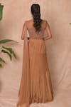 Shop_Vridhi Somaani_Brown Crepe, Net Sequins, Embroidery Bella Pre-draped Lehenga Saree With Blouse _at_Aza_Fashions