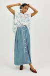 Buy_Jodi_Blue Linen, Satin Soro Check Skirt _at_Aza_Fashions