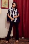 Buy_Nika 1.0_Navy High Neck Nora Applique Cape _at_Aza_Fashions