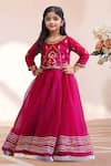 Buy_Samyukta Singhania_Magenta Net Gota Patti, Metallic Thread, Zari Work Lehenga With Blouse _at_Aza_Fashions