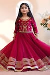Samyukta Singhania_Magenta Net Gota Patti, Metallic Thread, Zari Work Lehenga With Blouse _Online_at_Aza_Fashions
