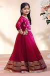 Shop_Samyukta Singhania_Magenta Net Gota Patti, Metallic Thread, Zari Work Lehenga With Blouse _Online_at_Aza_Fashions