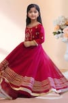 Samyukta Singhania_Magenta Net Gota Patti, Metallic Thread, Zari Work Lehenga With Blouse _at_Aza_Fashions