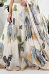 Buy_Priti Sahni_Ivory Georgette, Silk Sequins, Stones, Beads, Bloom Hand Painted Lehenga Set 