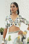 Buy_Priti Sahni_Ivory Georgette Sequins, Beads, Pearls, Flora Hand Painted Lehenga Set _Online_at_Aza_Fashions