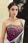 Priti Sahni_Lavender Georgette, Silk Sequins, Stones, Garden Hand Painted Saree With Corset _Online