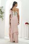 Priti Sahni_Mauve Georgette Ruffles, Embroidery, Sequins, Beads, Pearls Saree With Corset _Online_at_Aza_Fashions