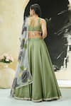 Shop_Priti Sahni_Green Silk, Organza Gota Patti, Solid Lehenga Set With Hand Painted Dupatta _at_Aza_Fashions