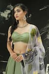 Priti Sahni_Green Silk, Organza Gota Patti, Solid Lehenga Set With Hand Painted Dupatta _at_Aza_Fashions