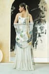 Priti Sahni_Ivory Georgette Sequins, Beads, Pearls, Embroidery Garden Hand Painted Kurta Set _Online_at_Aza_Fashions