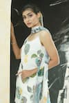Priti Sahni_Ivory Georgette Sequins, Beads, Pearls, Embroidery Garden Hand Painted Kurta Set _at_Aza_Fashions