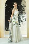 Buy_Priti Sahni_Ivory Georgette Sequins, Beads, Pearls, Embroidery Garden Hand Painted Kurta Set 