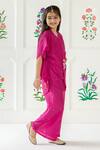 Buy_Risa Dreamworld_Fuchsia Muslin Foil Printing Gulabo Twirl Set _Online_at_Aza_Fashions