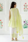 Shop_Risa Dreamworld_Lime Chanderi Tassels Gathered Kurta Set _at_Aza_Fashions