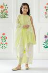 Buy_Risa Dreamworld_Lime Chanderi Tassels Gathered Kurta Set _at_Aza_Fashions