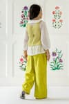 Risa Dreamworld_Off White Chanderi Embroidery, Zari, Piping Gathered Top And Trouser Set _Online_at_Aza_Fashions