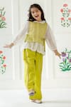 Buy_Risa Dreamworld_Off White Chanderi Embroidery, Zari, Piping Gathered Top And Trouser Set _Online_at_Aza_Fashions