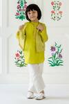 Shop_Risa Dreamworld_Lime Chanderi Piping Stripe Pattern Jacket And Pant Set _Online_at_Aza_Fashions