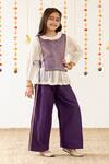 Buy_Risa Dreamworld_Off White Chanderi Gota Patti Gathered Top And Trouser Set _at_Aza_Fashions