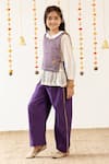 Risa Dreamworld_Off White Chanderi Gota Patti Gathered Top And Trouser Set _Online_at_Aza_Fashions