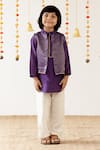 Buy_Risa Dreamworld_Purple Chanderi Embroidery Stripe Pattern Jacket And Pant Set _at_Aza_Fashions