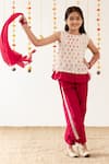 Buy_Risa Dreamworld_Off White Chanderi Embroidery, Lace, Tassels Rasbhari Top And Trouser Set _Online_at_Aza_Fashions