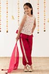 Risa Dreamworld_Off White Chanderi Embroidery, Lace, Tassels Rasbhari Top And Trouser Set _at_Aza_Fashions