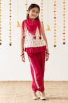 Buy_Risa Dreamworld_Off White Chanderi Embroidery, Lace, Tassels Rasbhari Top And Trouser Set 