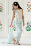 Shop_Risa Dreamworld_Off White Chanderi Embroidery, Tassels Rasbhari Top And Trouser Set _Online_at_Aza_Fashions