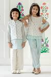 Buy_Risa Dreamworld_Sky Blue Chanderi Embroidery Butti Jacket And Pant Set 