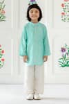 Buy_Risa Dreamworld_Aqua Muslin Embroidery Mint Kurta Set _at_Aza_Fashions