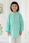 Risa Dreamworld_Aqua Muslin Embroidery Mint Kurta Set _Online_at_Aza_Fashions