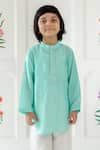 Buy_Risa Dreamworld_Aqua Muslin Embroidery Mint Kurta Set _Online_at_Aza_Fashions
