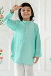 Shop_Risa Dreamworld_Aqua Muslin Embroidery Mint Kurta Set _Online_at_Aza_Fashions