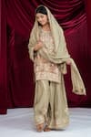 Buy_Ellemora Fashions_Green Crepe Embroidery, Sequins, Zari Round Neck Kurta Sharara Set _Online_at_Aza_Fashions