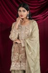 Buy_Ellemora Fashions_Green Crepe Embroidery, Sequins, Zari Round Neck Kurta Sharara Set 