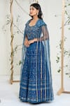 Buy_Ellemora Fashions_Blue Georgette Embroidery, Sequins, Stones Sweetheart Neck Noor-e-neel Gown _Online_at_Aza_Fashions