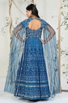 Ellemora Fashions_Blue Georgette Embroidery, Sequins, Stones Sweetheart Neck Noor-e-neel Gown _Online_at_Aza_Fashions