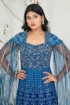 Buy_Ellemora Fashions_Blue Georgette Embroidery, Sequins, Stones Sweetheart Neck Noor-e-neel Gown 